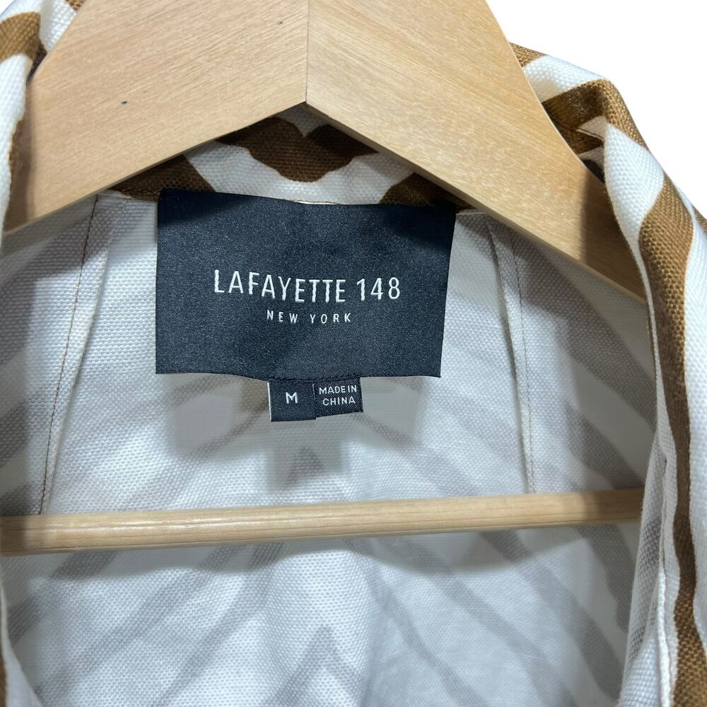 Lafayette 148 New York Amaris Linen Blend Shirt Jacket Zerbra Print Size Medium - Picture 4 of 6